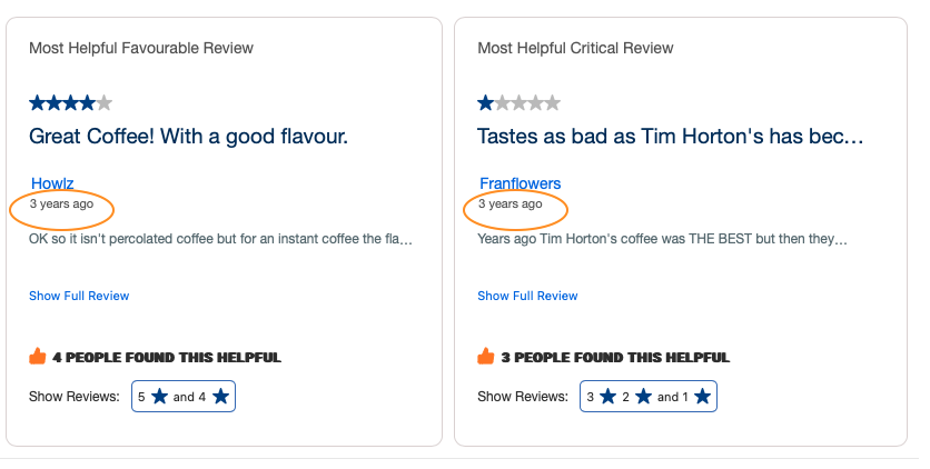 Product with old ratings